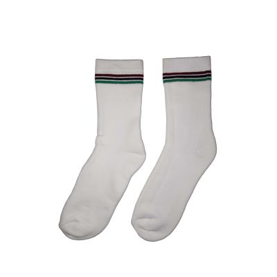 GOL White Semi Crew With Red, Blue & Green Stripes Socks (Pack of 1)