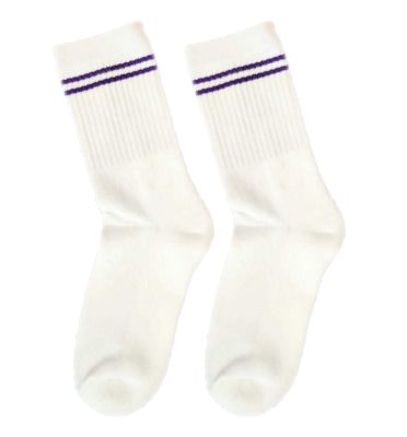GOL EKYA Plain White With Two Purple Rings Crew Socks (Pack Of 3)